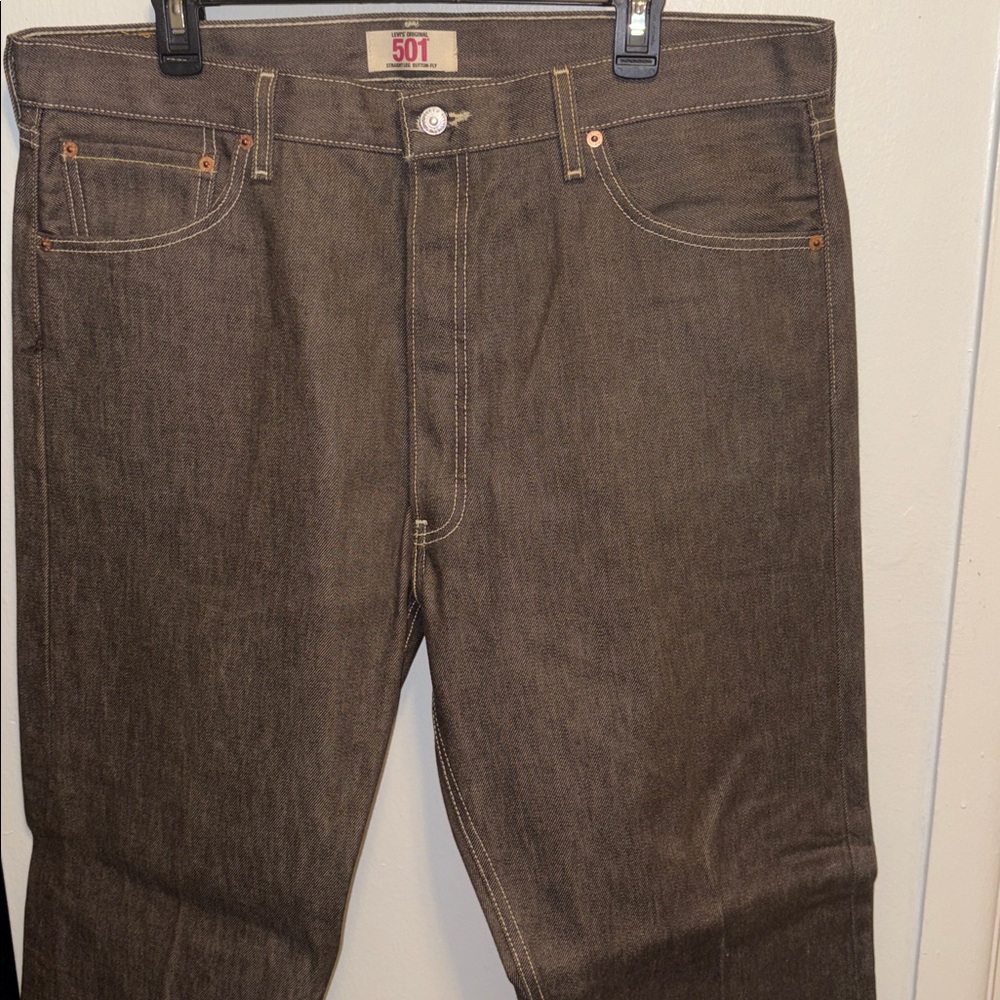 Levi's 501 Dark Brown Denim Jeans - Picture 3 of 4